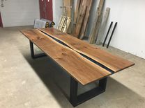 Book-Matched Black Walnut, Resin, And Steel Conference Table 2 small