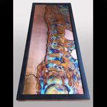 Spine Stem - Flame Painted And Inked Copper Wall Art. Framed 2 small