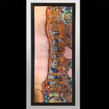 Spine Stem - Flame Painted And Inked Copper Wall Art. Framed 1 small