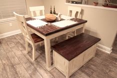 Rustic Farmhouse Table And Storage Bench 1 small