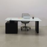 Custom Executive Office Desk, Tempered Glas Top - Avenue Curved Desk 5 small