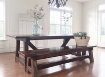 Rustic Farmhouse Table & Bench -- Solid Wood, Handmade 1 small