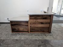 Custom Reception Desk From Walnut And Stainless Steel 2 small