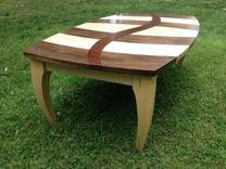 Maple And Walnut Coffee Table With Curved Pomelle Sapele Inlay 2 small