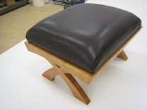 Curved Cherry And Leather Footstool 1 small