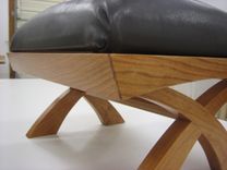 Curved Cherry And Leather Footstool 3 small