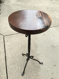Sold...  Walnut And Wrought Iron Side Table With Acrylic Casting 1 small