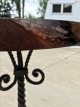 Sold...  Walnut And Wrought Iron Side Table With Acrylic Casting 4 small