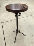 Sold...  Walnut And Wrought Iron Side Table With Acrylic Casting 6 small