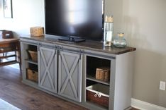 Sliding Barn Door Entertainment Center 5 small