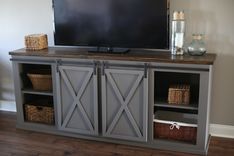 Sliding Barn Door Entertainment Center 4 small