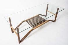 Walnut + Maple Coffee Table With Glass Top 5 small
