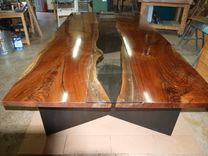Live /Edge Walnut Table With Glass 3 small