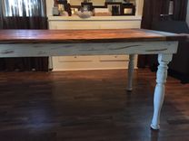 Farmhouse Style Dining Tables With Turned Hardwood Legs 4 small
