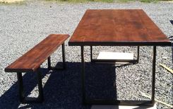 Industrial Style Dining Table And Bench 6 small