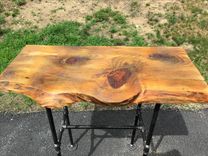 Wood And Black Iron Pipe Sofa/End Table - Rustic Industrial Live Edge 2 small