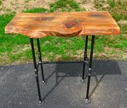 Wood And Black Iron Pipe Sofa/End Table - Rustic Industrial Live Edge 3 small