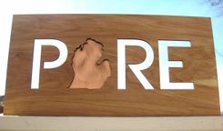 Pure Michigan Birchwood Lasercut Sign With Genuine Swirlbrushed Copper Inlay 1 small