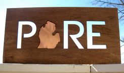 Pure Michigan Birchwood Lasercut Sign With Genuine Swirlbrushed Copper Inlay 3 small