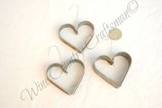 Wine Barrel Ring Heart Ornaments - 3 Hearts - Made From Retired Napa Wine Barrel Steel 5 small