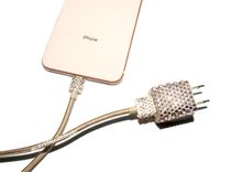 Crystallized Fabric Wrapped Usb Lightning Charging Cord Genuine European Crystals Bedazzled 3 small