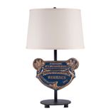 Vintage Blue French Iron Plaque Upcycled Table Lamp 1 small