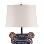 Vintage Blue French Iron Plaque Upcycled Table Lamp 3 small