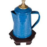 Vintage Blue Metal Coffee Pot Upcycled Lamp 2 small