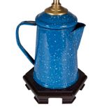 Vintage Blue Metal Coffee Pot Upcycled Lamp 3 small