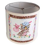 Adorable Vintage Embroidered Owl Fabric On New Lamp Shade 1 small