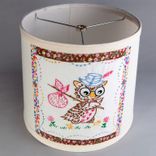 Adorable Vintage Embroidered Owl Fabric On New Lamp Shade 4 small