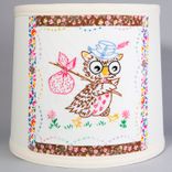 Adorable Vintage Embroidered Owl Fabric On New Lamp Shade 2 small