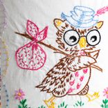 Adorable Vintage Embroidered Owl Fabric On New Lamp Shade 3 small