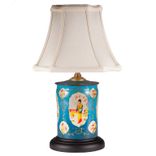 Vintage Turquoise Blue Asian Caddy Lamp 1 small