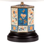 Small Vintage Blue Floral Hexagonal Caddy Lamp 2 small