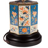 Small Vintage Blue Floral Hexagonal Caddy Lamp 4 small