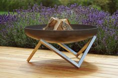 Modern Outdoor Patio Rust & Stainless Steel Fire Pit Memel (Large) 3 small