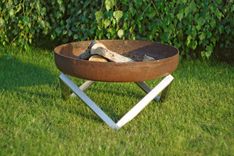 Rust & Stainless Steel Modern Outdoor Patio Fire Pit Memel (Medium) 4 small