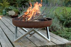 Rust & Stainless Steel Modern Outdoor Patio Fire Pit Memel (Medium) 1 small