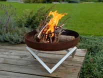 Rust & Stainless Steel Modern Outdoor Patio Fire Pit Memel (Medium) 2 small
