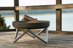 Rust & Stainless Steel Modern Outdoor Patio Fire Pit Memel (Medium) 5 small