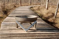 Modern Outdoor Patio Rust & Stainless Steel Fire Pit Memel (Small) 2 small