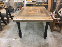 Heart Pine Table With Black Walnut Inlay. 6 small