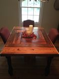 Heart Pine Table With Black Walnut Inlay. 1 small