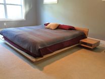 Maple Platform Bed With Floating Nightstands 3 small