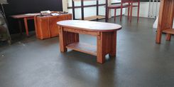 Tracy's Stained Red Oak Coffee And Sofa Table Set 6 small