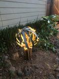Wine Barrel Sphere And Stand With Lights Yard Sculpture-Small 3 small