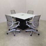 Square Shape Custom Conference Table, Tempered Glass Top - Omaha Meeting Table 3 small