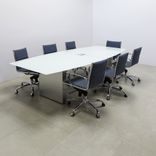 Boat Shape Custom Conference Table, Tempered Glass Top - Omaha Meeting Table 2 small