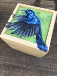 Handpainted Vivid Blue Hummingbird Small Box 2 small